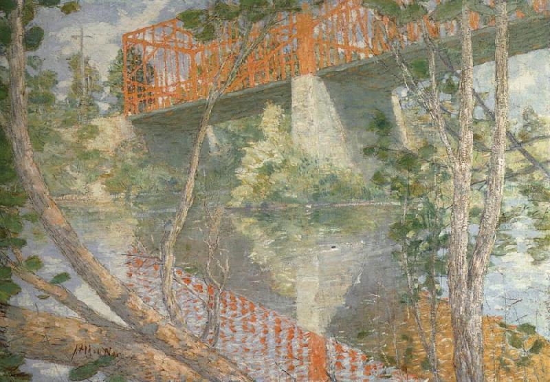 julian alden weir The Red Bridge oil painting image
